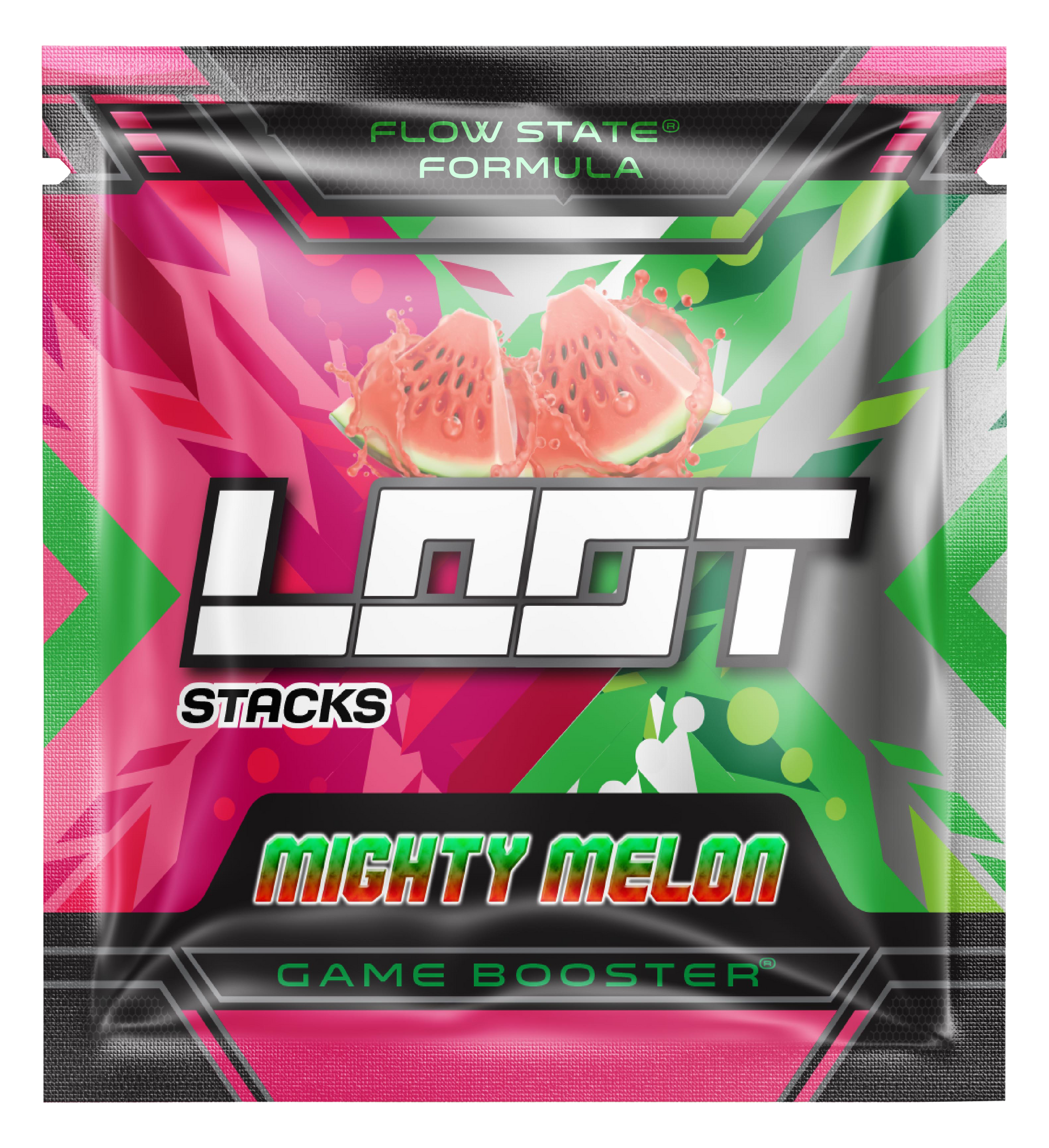 LOOT Mighty Melon Booster Energy Drink Probierpaket Stack - Front Vorderseite