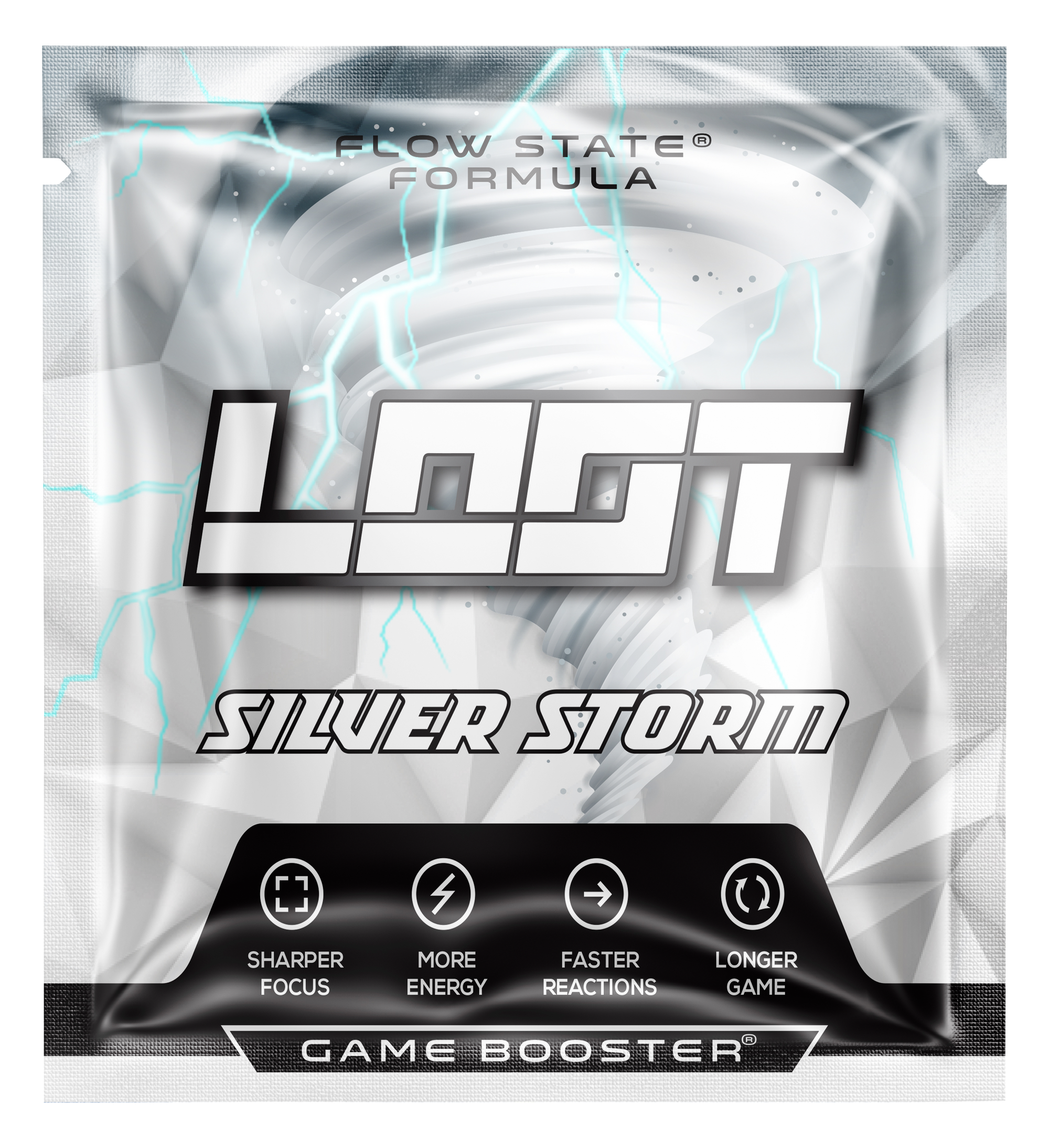 LOOT Silver Storm Game Booster Energy Drink Probierpaket Stack - Front Vorderseite