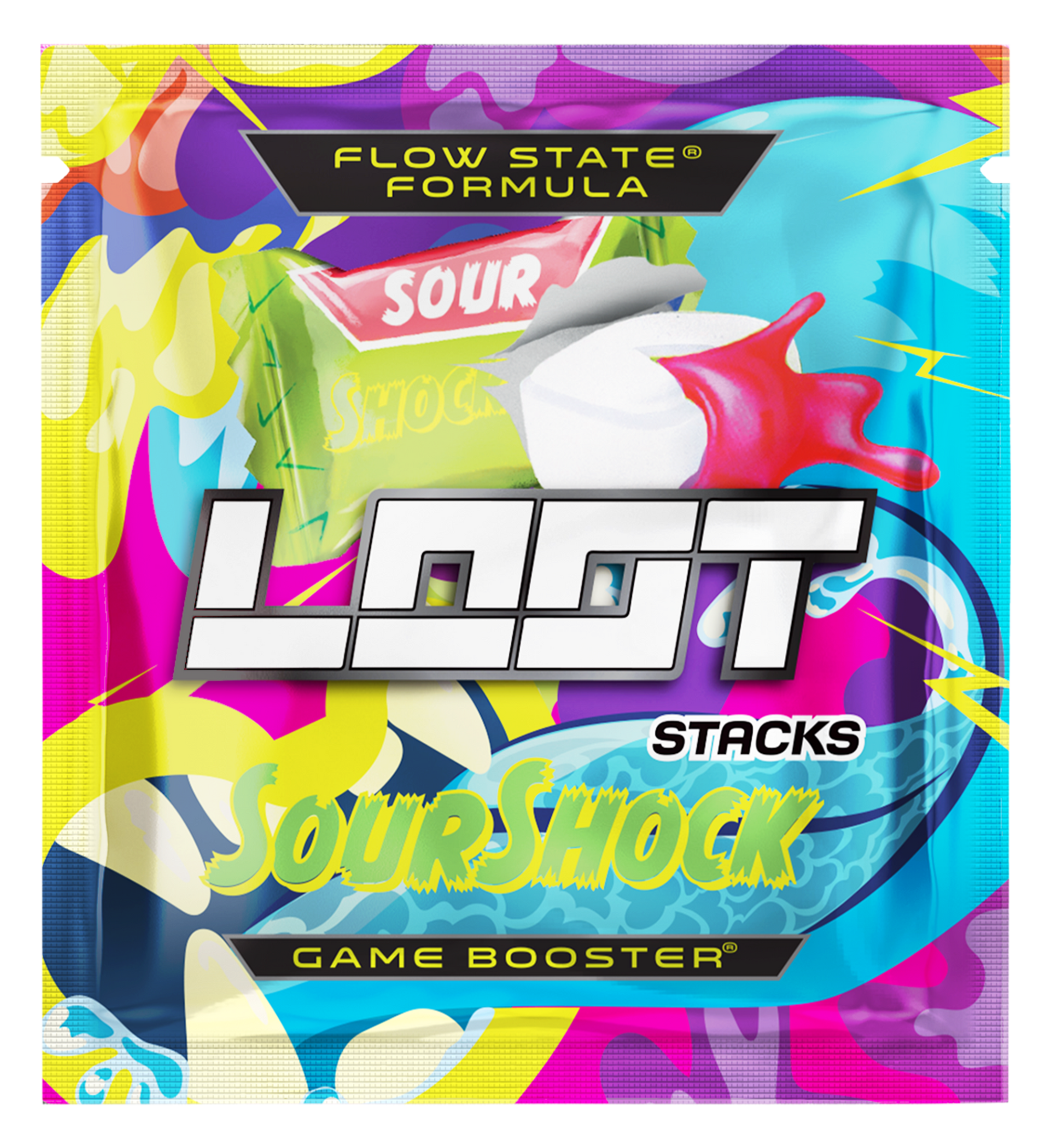 LOOT Sour Shock Game Booster Energy Drink Probierpaket Stack - Front Vorderseite