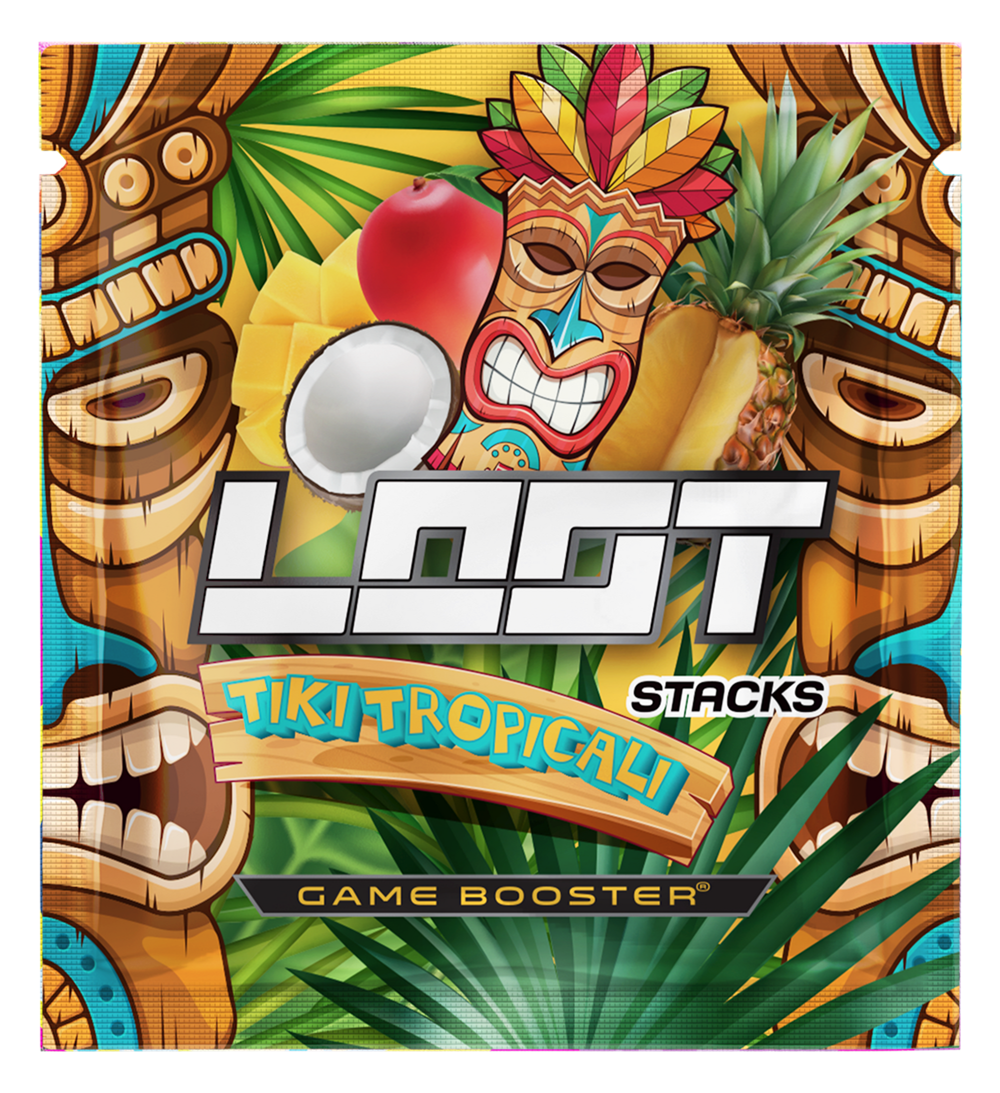 LOOT Tiki Tropicali Game Booster Energy Drink Probierpaket Stack - Front Vorderseite